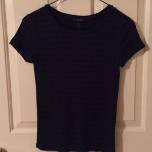 🌿Navy-blue & emerald-green striped top